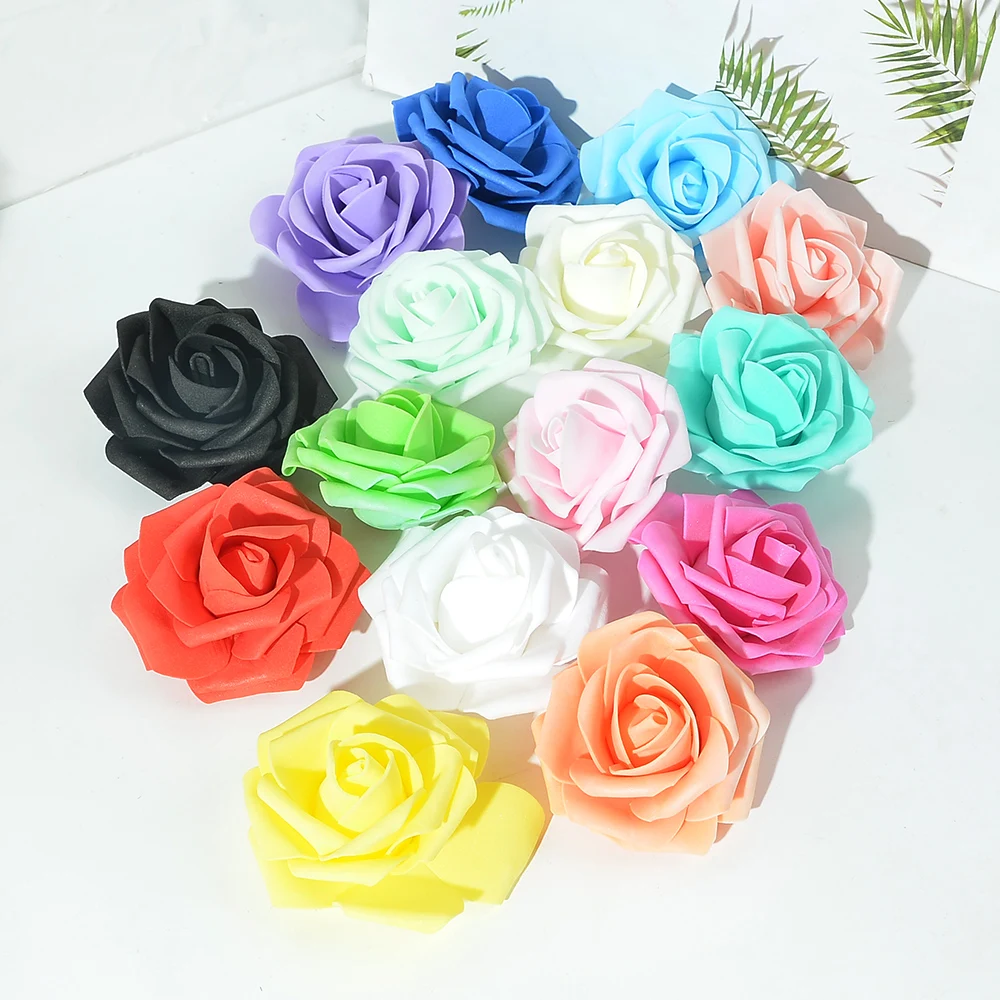 Simulated Flower 7CM Rose Head PE Foam Flower Wedding Decoration DIY Home String Light Party Cake Decoration Flower Ball Making