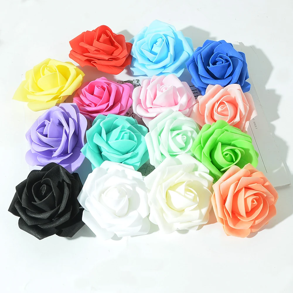 Simulated Flower 7CM Rose Head PE Foam Flower Wedding Decoration DIY Home String Light Party Cake Decoration Flower Ball Making