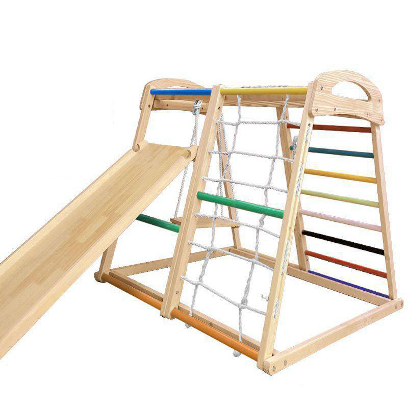 montessori wooden pickler climbing frame with ramp square climb frame gym children indoor folding rainbow for toddlers 2 3 4 old