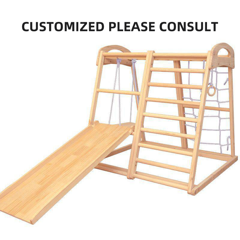 montessori wooden pickler climbing frame with ramp square climb frame gym children indoor folding rainbow for toddlers 2 3 4 old