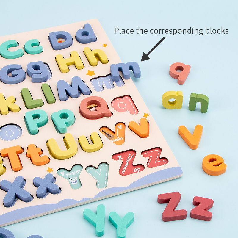 2024 Wooden Alphabet Puzzles ABC Puzzle Board for Toddlers 3-5 Years Old Preschool Educational Learning Spielzeug Letter Toys