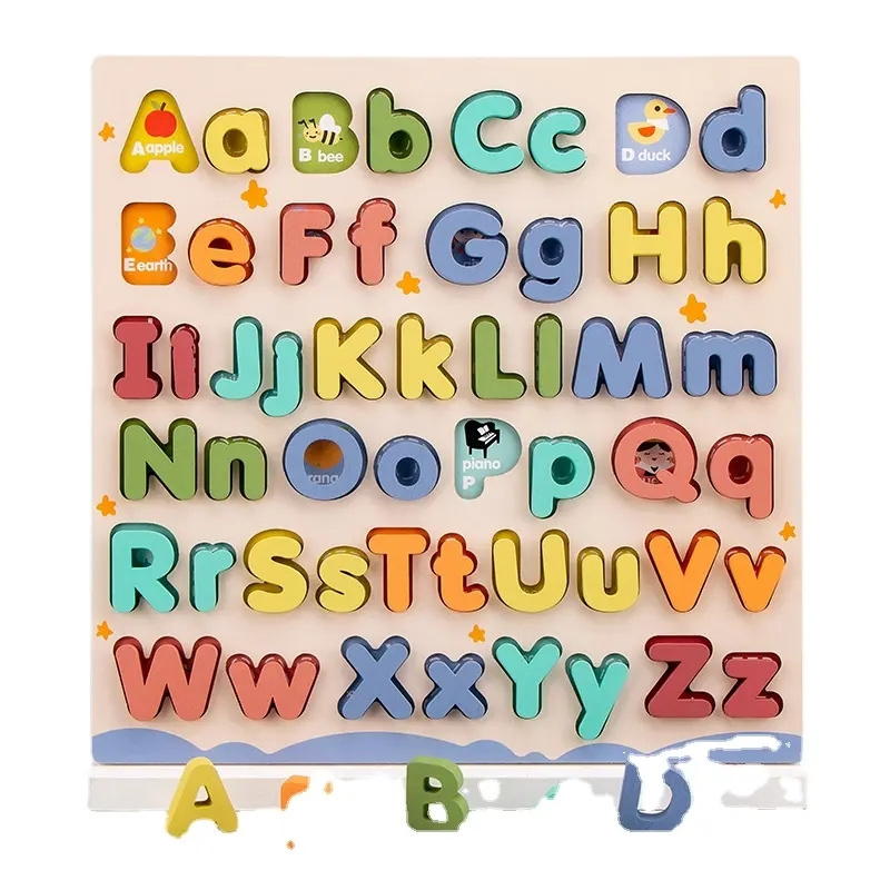 2024 Wooden Alphabet Puzzles ABC Puzzle Board for Toddlers 3-5 Years Old Preschool Educational Learning Spielzeug Letter Toys