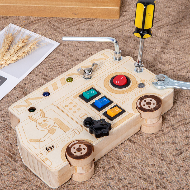 montessori wooden controller sensory toy autistic children with led light up buttons early learning fidget game great for gift