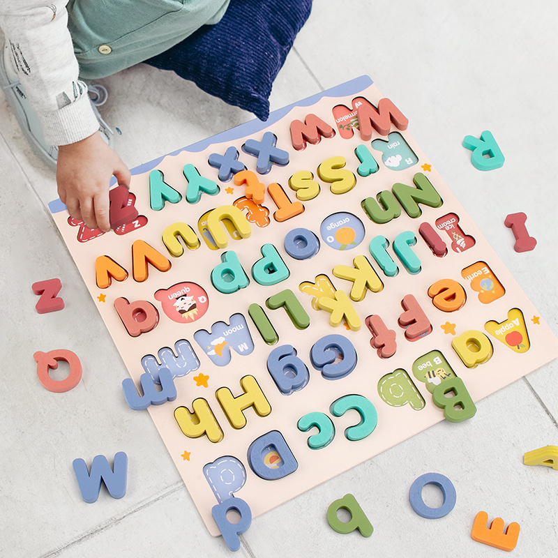 2024 Wooden Alphabet Puzzles ABC Puzzle Board for Toddlers 3-5 Years Old Preschool Educational Learning Spielzeug Letter Toys