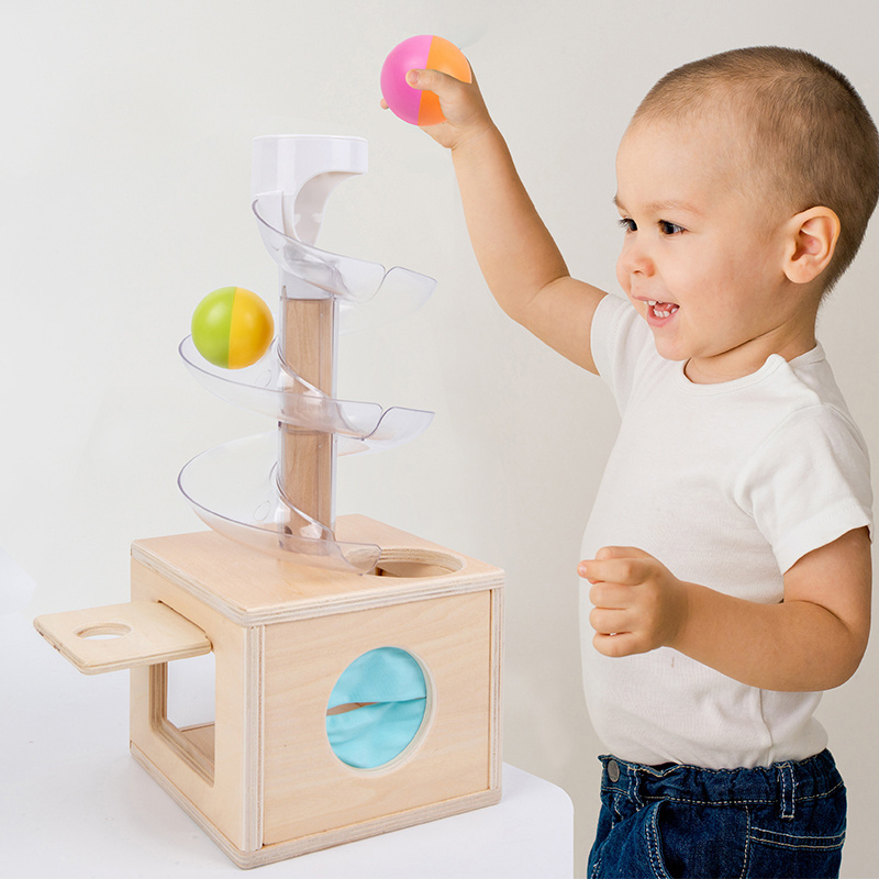 new design baby early educational rotating track rolling ball sliding tower kids wooden montessori fun toys for child boys girls