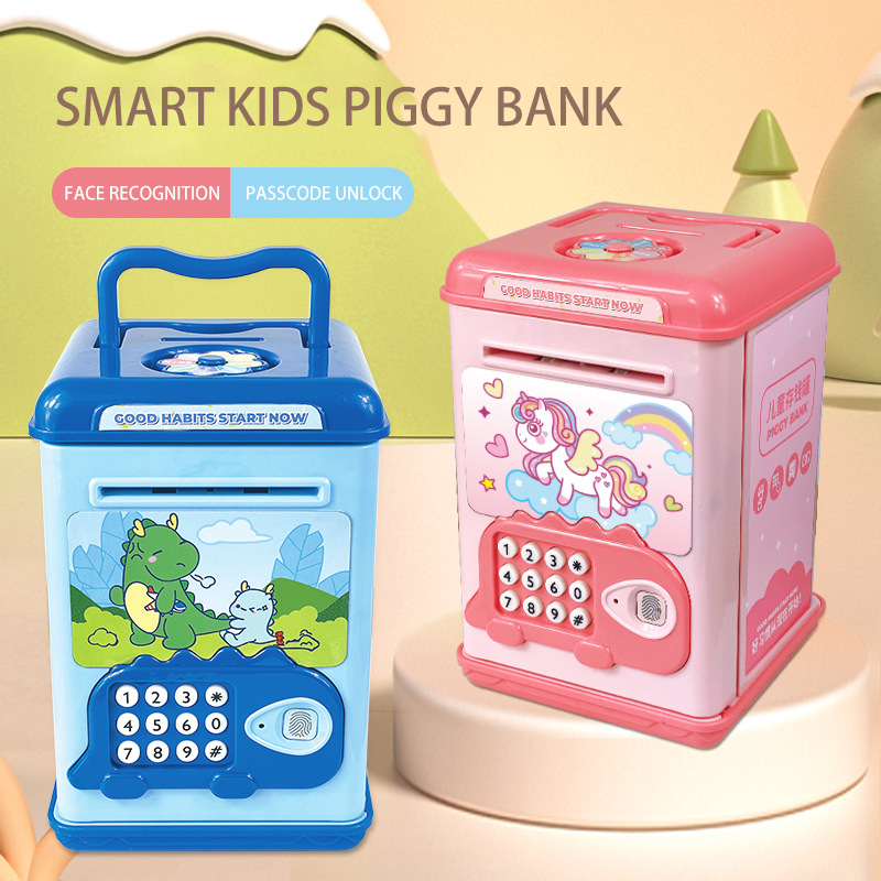 2024 hot sell Novelty kids safe plastic paper money saving boxes digital password electronic atm piggy bank for kids boys&girls