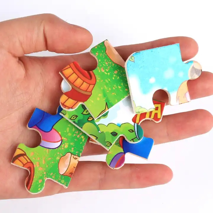 16PCS Wooden Cartoon Animal Jigsaw Puzzle Game Baby Early Educational Montessori Learning Toys for Kids Toddlers Boys and Girls