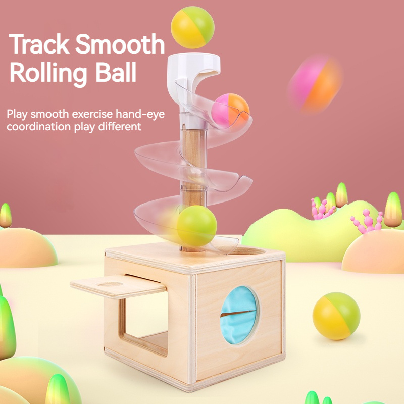 new design baby early educational rotating track rolling ball sliding tower kids wooden montessori fun toys for child boys girls