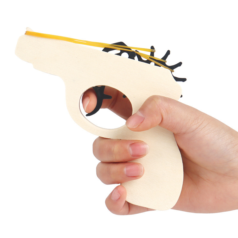 classic rubber band pistol montessori pretend play wood  gun toy for adult kids holidays gift wooden gun toy