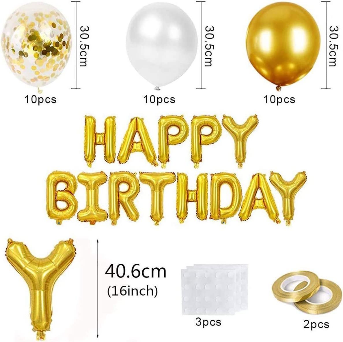 Happy Birthday Balloons Set Gold Happy Birthday Balloon Banner Latex Confetti Balloons Sets For Birthday Decoration