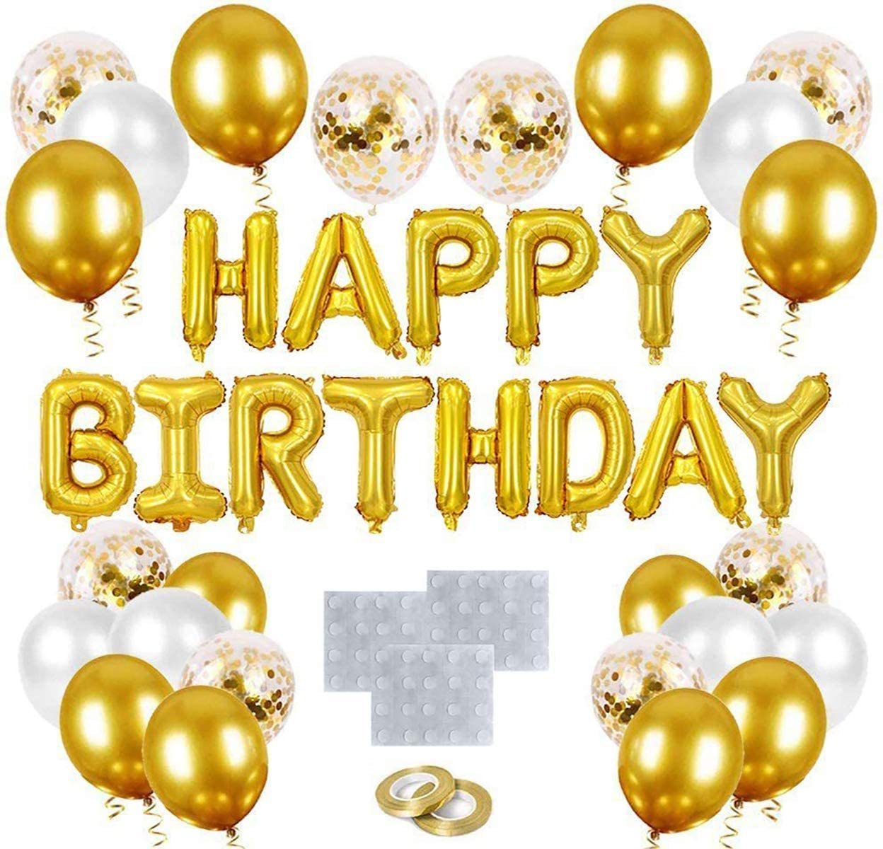 Happy Birthday Balloons Set Gold Happy Birthday Balloon Banner Latex Confetti Balloons Sets For Birthday Decoration