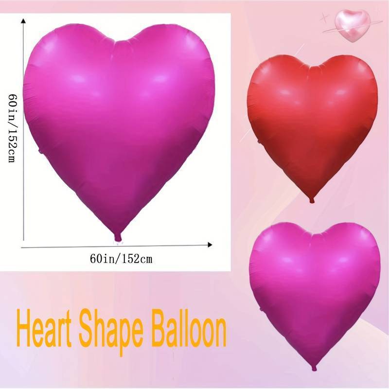 60 Inches Large Heart Shaped Balloons Huge Red Rose Foil Balloons DIY Jumbo Heart Sharp Maylar Foil Balloon For Valentine's Day