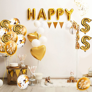 65pcs Money Dollar Sign Balloons Money Theme Party Decorations Kit Gold Confetti Balloons Currency Symbol Latex Balloons