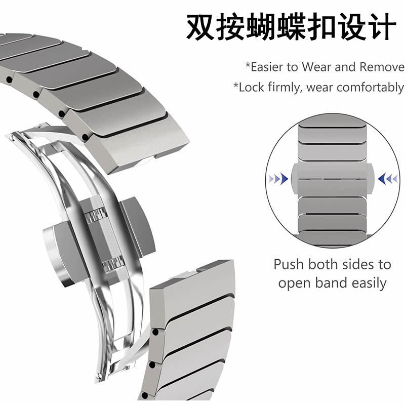 Applicable to IWatch Watch Band Official Titanium Stainless Steel Ins Men and Women Ultra1/2 Generation Niche Fashion 789