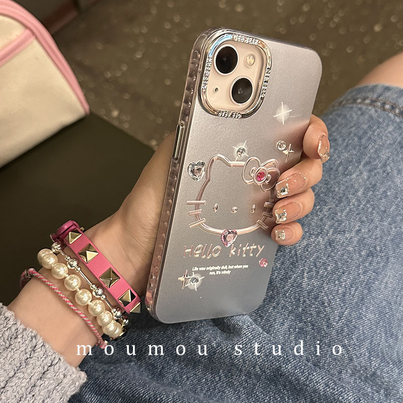 Apple 14 case 13promax protection chain iphone 12 Hot Girl Wind 11 plating silver cat 14plus case