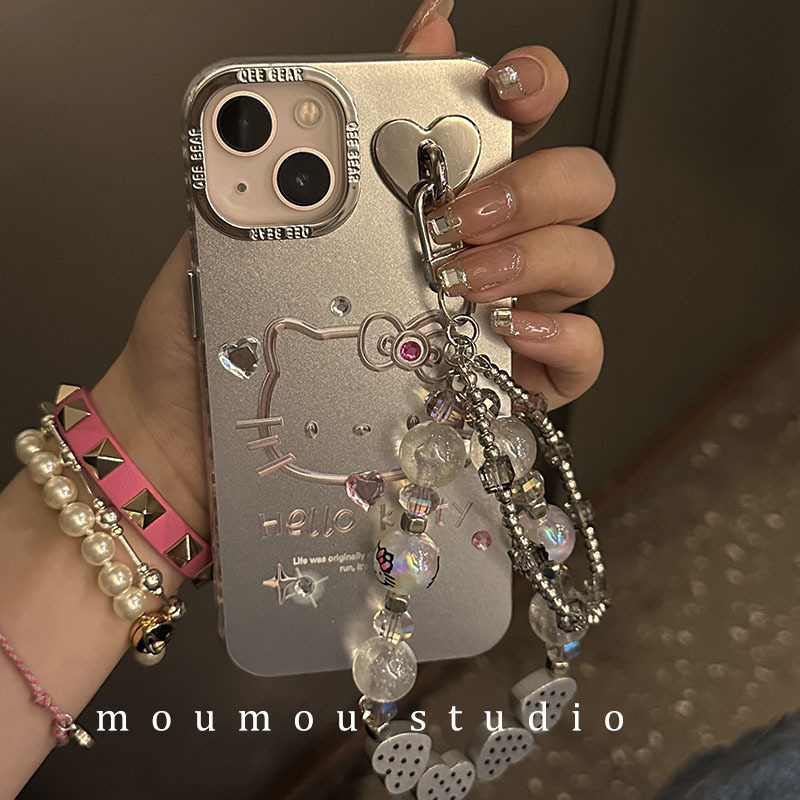 Apple 14 case 13promax protection chain iphone 12 Hot Girl Wind 11 plating silver cat 14plus case