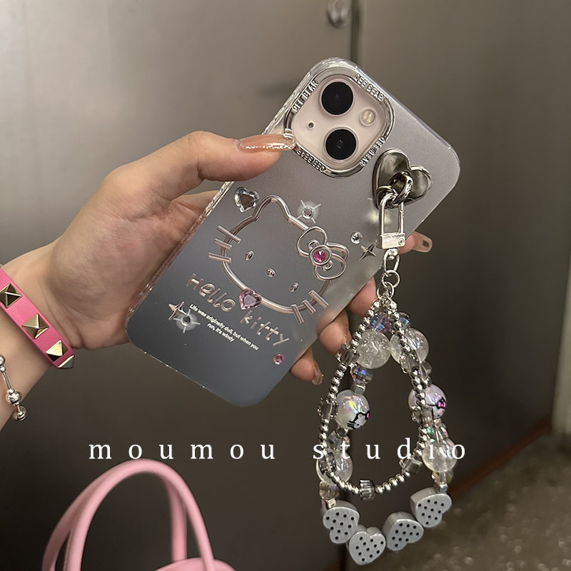 Apple 14 case 13promax protection chain iphone 12 Hot Girl Wind 11 plating silver cat 14plus case