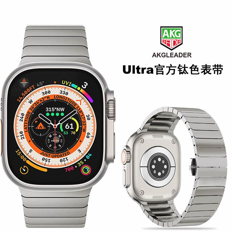 Applicable to IWatch Watch Band Official Titanium Stainless Steel Ins Men and Women Ultra1/2 Generation Niche Fashion 789