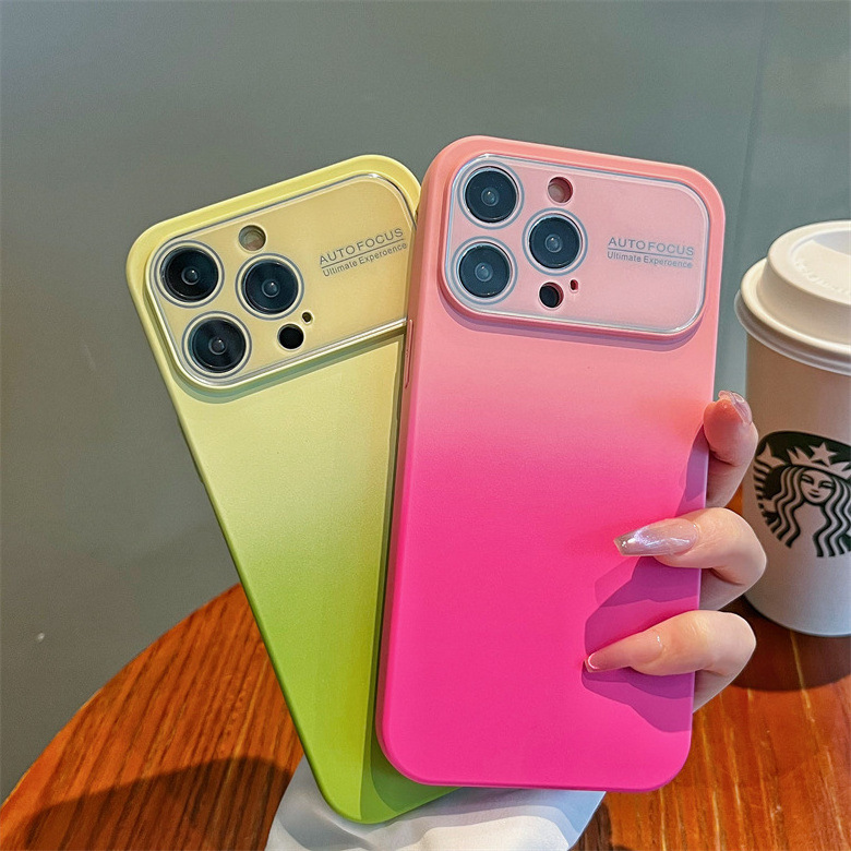 INS Style Gradient Liquid Large Window Goggles for Apple 14promax Phone Case Iphone13 with Lens