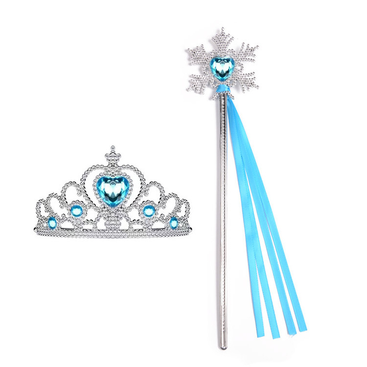 Elsa Princess Cosplay Crown Magic Wand Ribbon  Snowflake Wands Girl's Party Favors Birthday Party Dress Up Magic Sticks  Set