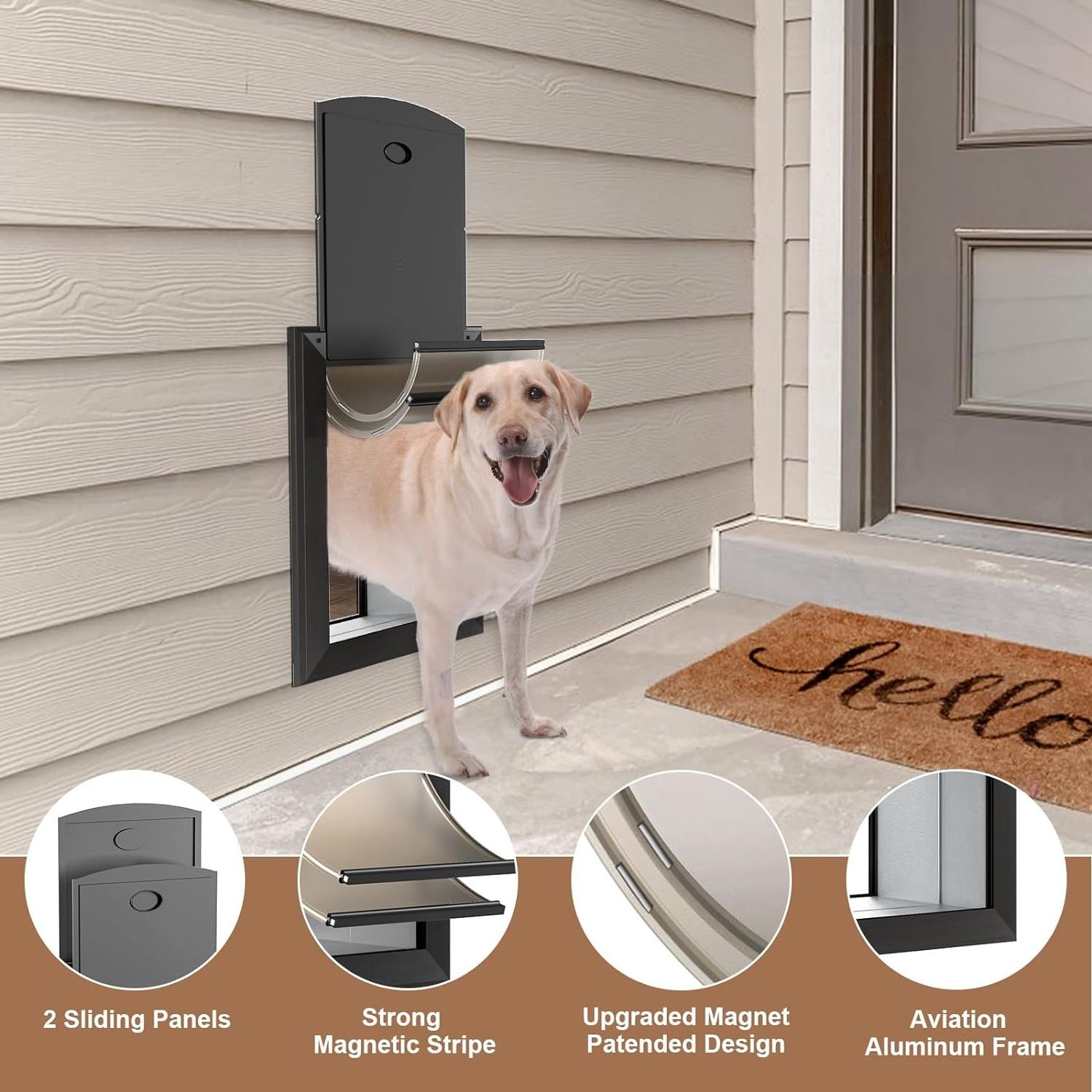 Wholesale Automatic Dog Door Metal Aluminum Alloy or Plastic Magnetic Design Four Way Closure Lock