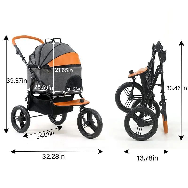 Wholesale 3-in-1 Cat Dog Stroller Foldable Detachable Pet Travel Bag Outdoor Pet Cart Trolley Cart