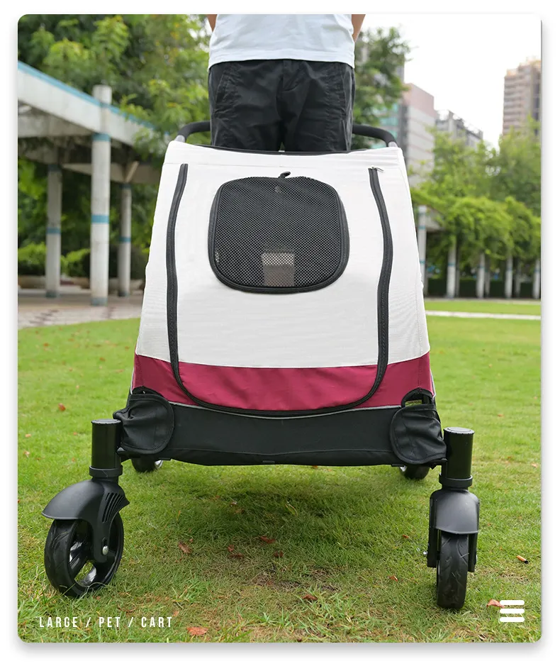 Wholesale Large Dog Going Stroller Foldable Breathable Mesh Window Pet Going 4-Wheeler Suitable for Large Dogs or Two Dogs