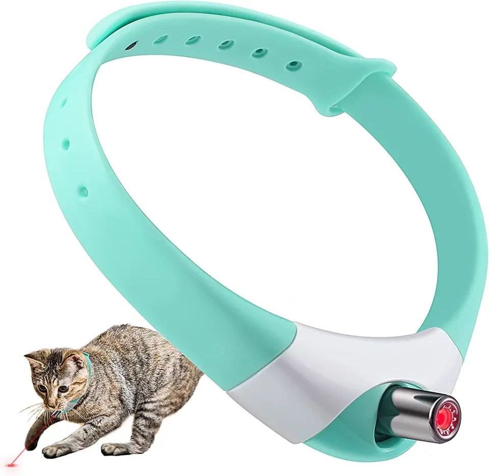 New Released Cat Toy Led Light Interactive Toy Pet Laser Toy USB Rechargeable Wearable Laser Collar Factory