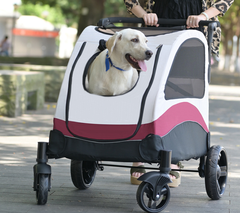 Wholesale Large Dog Going Stroller Foldable Breathable Mesh Window Pet Going 4-Wheeler Suitable for Large Dogs or Two Dogs