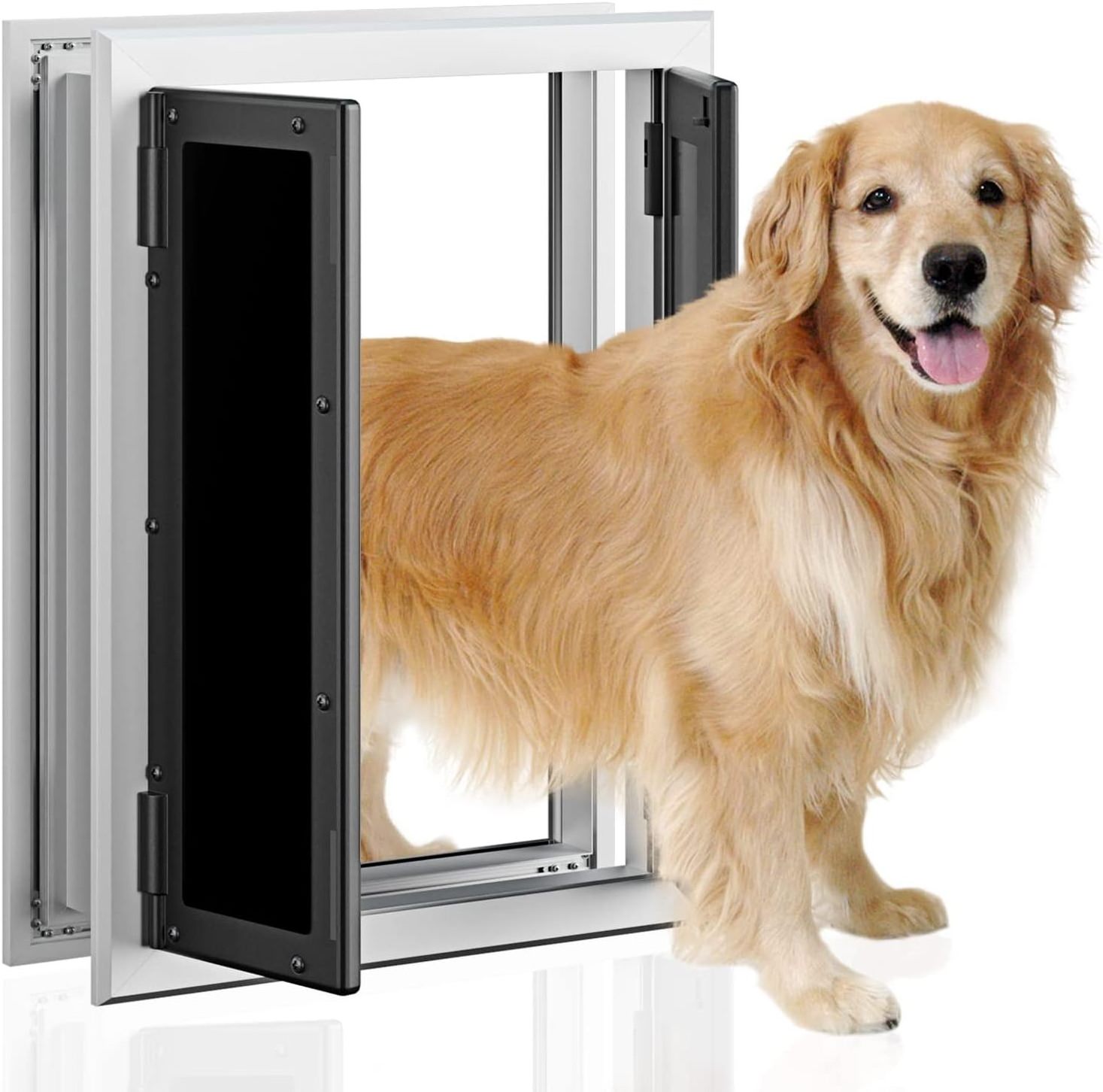 Premium Large Dog Cat Door Aluminum Smart Pet Door with Double Panels Anti-Cracking 4 ways Locking Factory