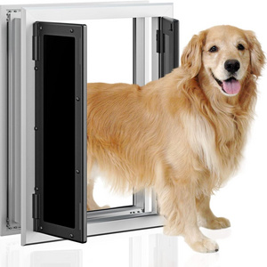 Premium Large Dog Cat Door Aluminum Smart Pet Door with Double Panels Anti-Cracking 4 ways Locking Factory