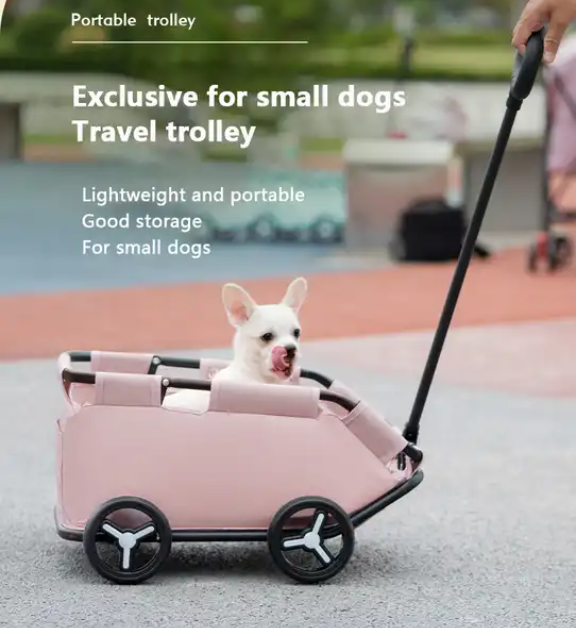 Wholesale Comfortable Folding Small Dog Cat Portable Pet Stroller Traveling Light Pull Rod Free Rotation Adjustment