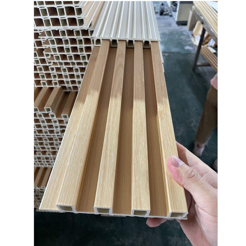 wholesale interior ceiling  wall covering seamless slat fluted 3d  pvc wpc wall panel board