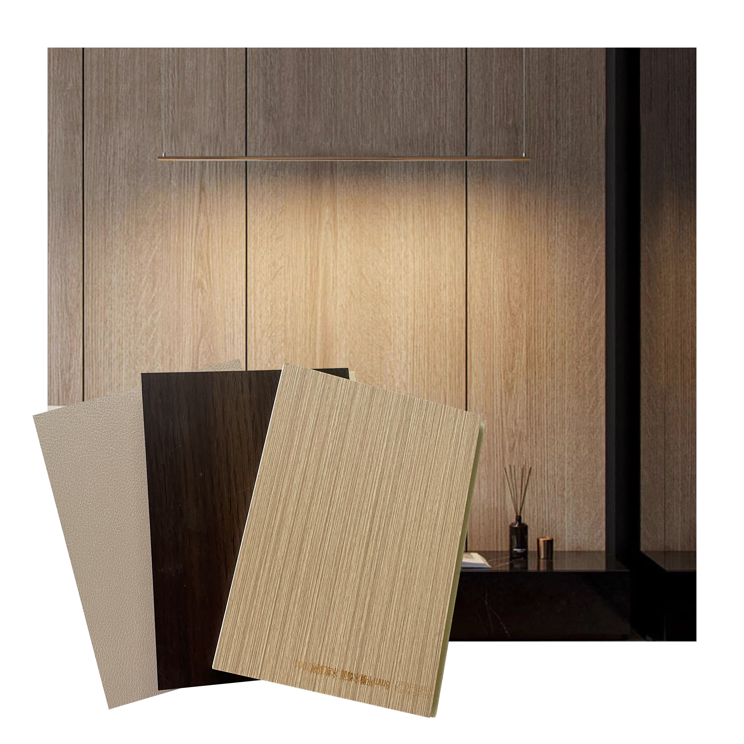 1.22*2.44m PVC foam flexible sheet interior decoration wall panel bamboo charcoal wood veneer