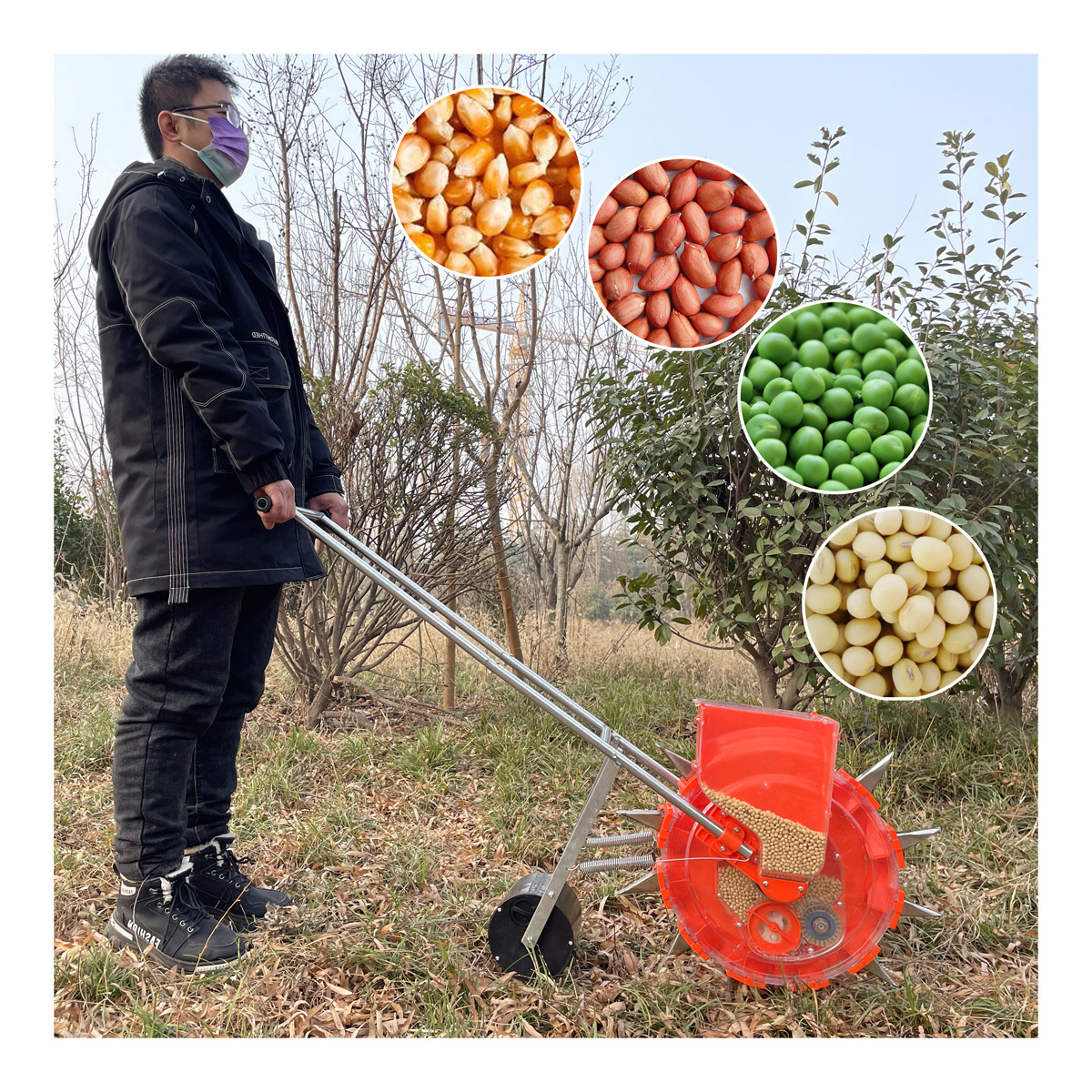 Manual Corn Seeder Planter Vegetable Bean Corn Seeder Corn Portable hand push Seeder Planter