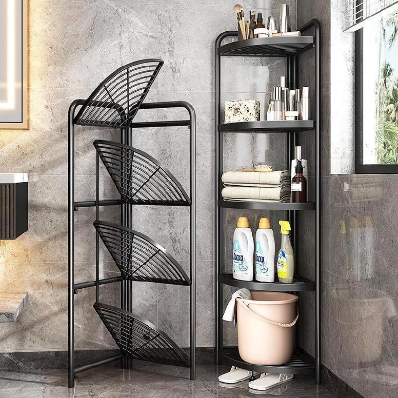 Storage Stand Organizer Foldable Rack Metal Bathroom Kitchen Corner Shelf YR-503 4 Tier Storage