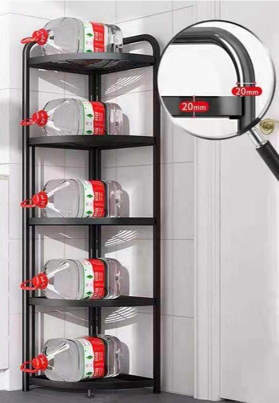 Storage Stand Organizer Foldable Rack Metal Bathroom Kitchen Corner Shelf YR-503 4 Tier Storage