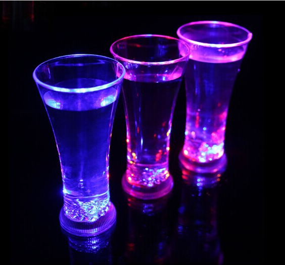 LED Wine Champagne Light up Glasses LED Cup Whisky Glasses Flashing LED Liquid Activated for Bar Box Christmas Round