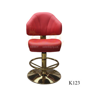 K123 Luxury Bar Stool Adjustable Seat Height Modern Chromed Steel Frame Swivel Bar Chair Slot Gaming Casino Chair