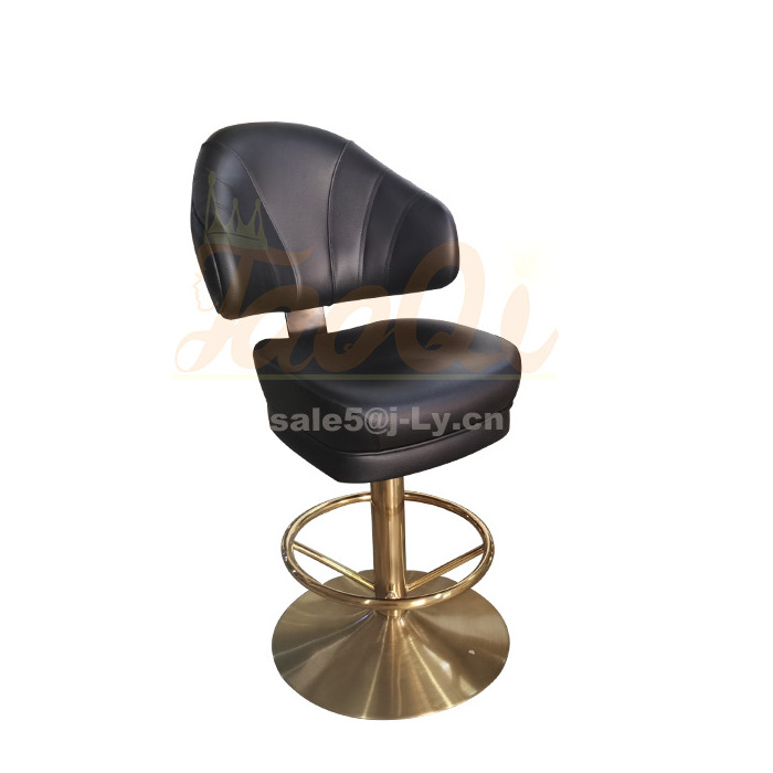 K123 Luxury Bar Stool Adjustable Seat Height Modern Chromed Steel Frame Swivel Bar Chair Slot Gaming Casino Chair