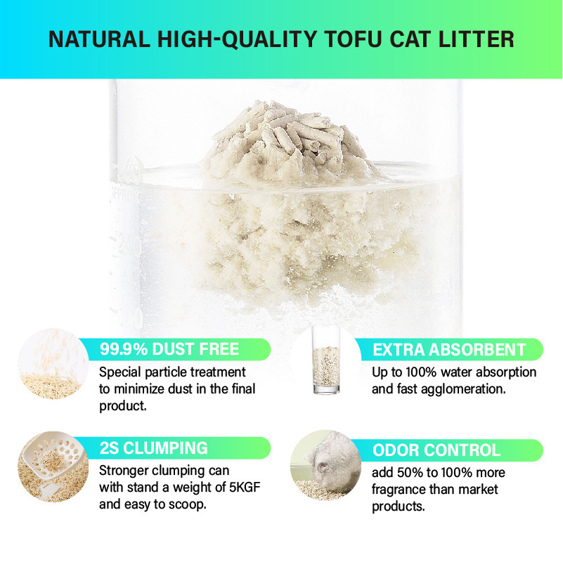 Apple Lemon scent strip shape edible Bean curd cat litter dust free plant Flushable Natural tofu cat litter