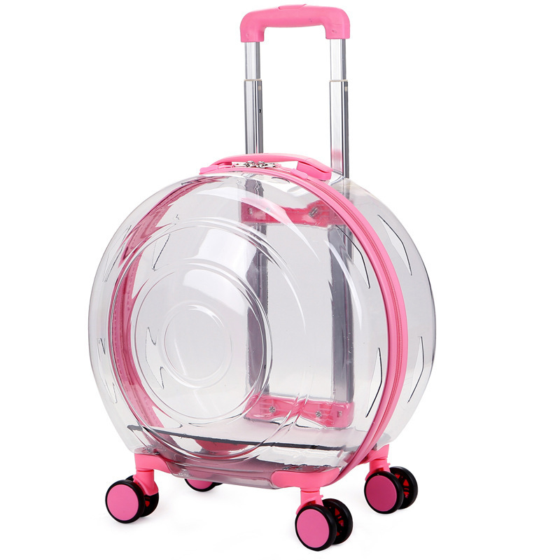 Pet Carriers Portable Wheel Stroller Trolley Pet Backpack Carrier Whole Transparent Cat Bag For Travel Pet Cages Carriers