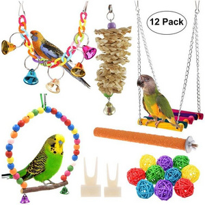 12 items in 1 pack Parrots Birds Swing Toys Parrot Accessories Bird Cages Toy swing Slide bridge decor ladder bird training