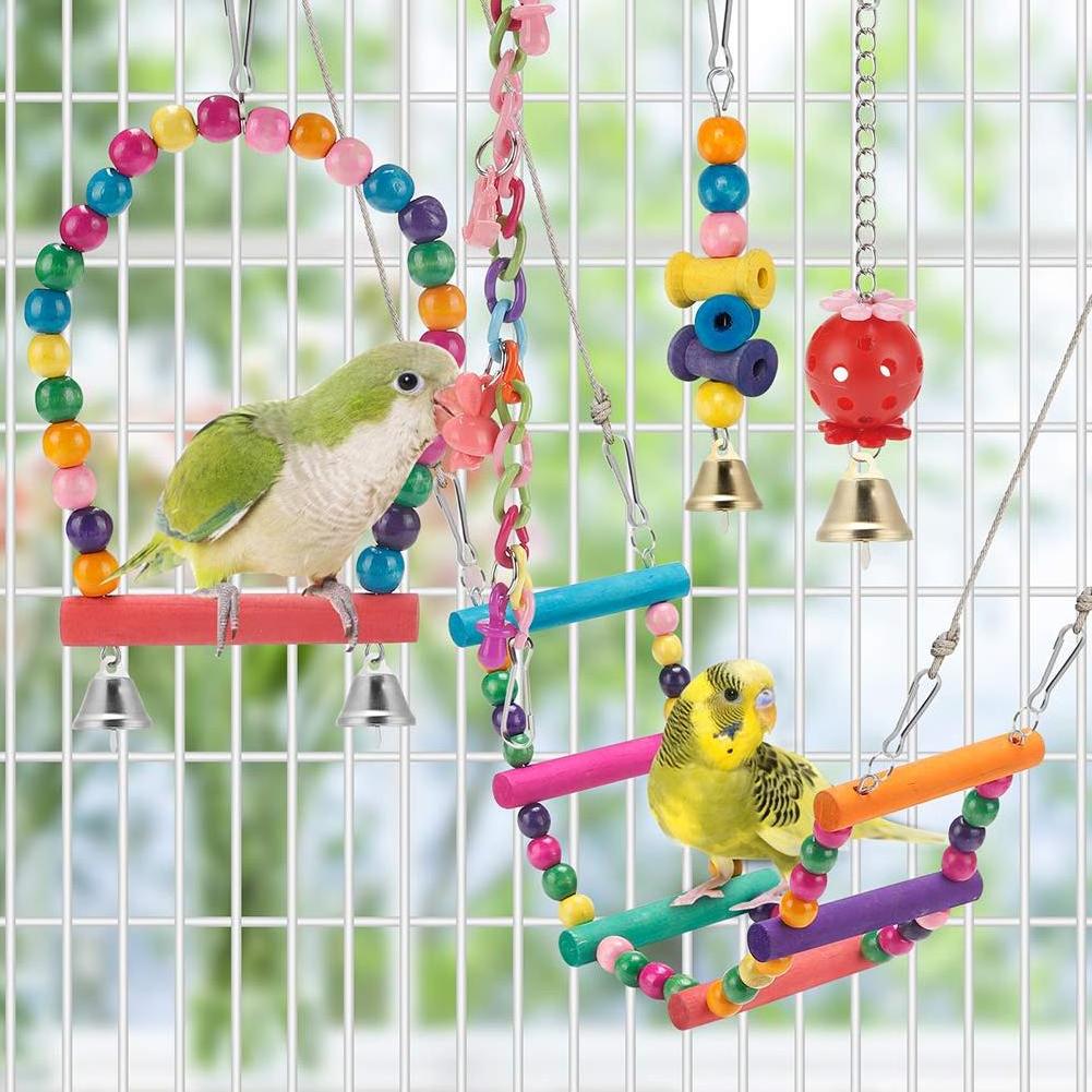 12 items in 1 pack Parrots Birds Swing Toys Parrot Accessories Bird Cages Toy swing Slide bridge decor ladder bird training