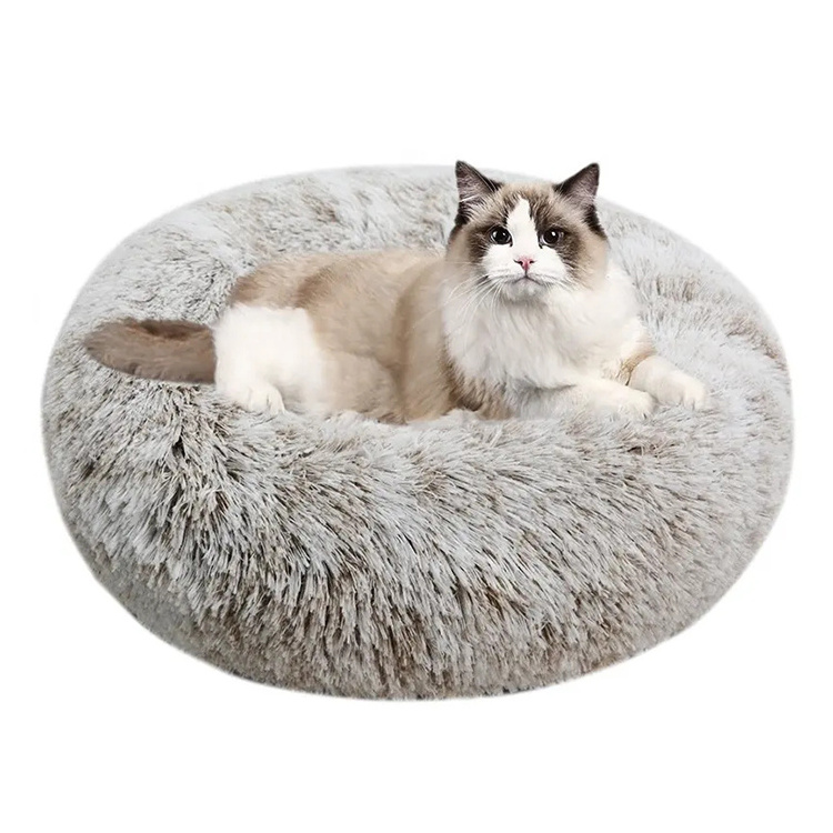 Popular Soft Removable Washable Luxury Cushion Fluffy Large Dogs Cats Waterproof Anti Slip Donut Round Dog Pet Bed