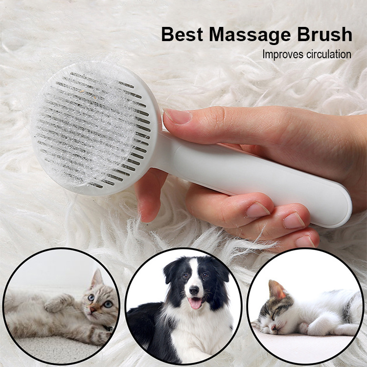 Grooming Pet Hair Remover Brush Cat And Dogs Hair Comb Removes Comb Short Massager For Cats Dog Brush Cleaning