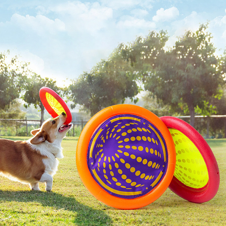 Custom Outdoor Dog Interactive Oxford Cloth Outdoor Dog Interactive Oxford Cloth Toys Spin Flyer Dog Toys Flying Discs