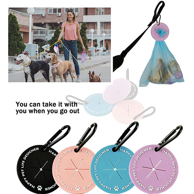 Portable Hands Free Eco Friendly Pvc Pet Dog Poop Waste Bag Holder Dispenser Accessory Clip Carrier With Hook