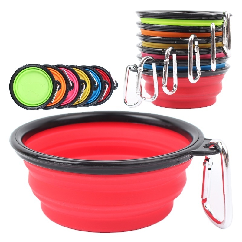 Taotaopets In Stock Outdoor Travel Portable Dog Silicone Bowl Pet Collapsible Dog Bowl