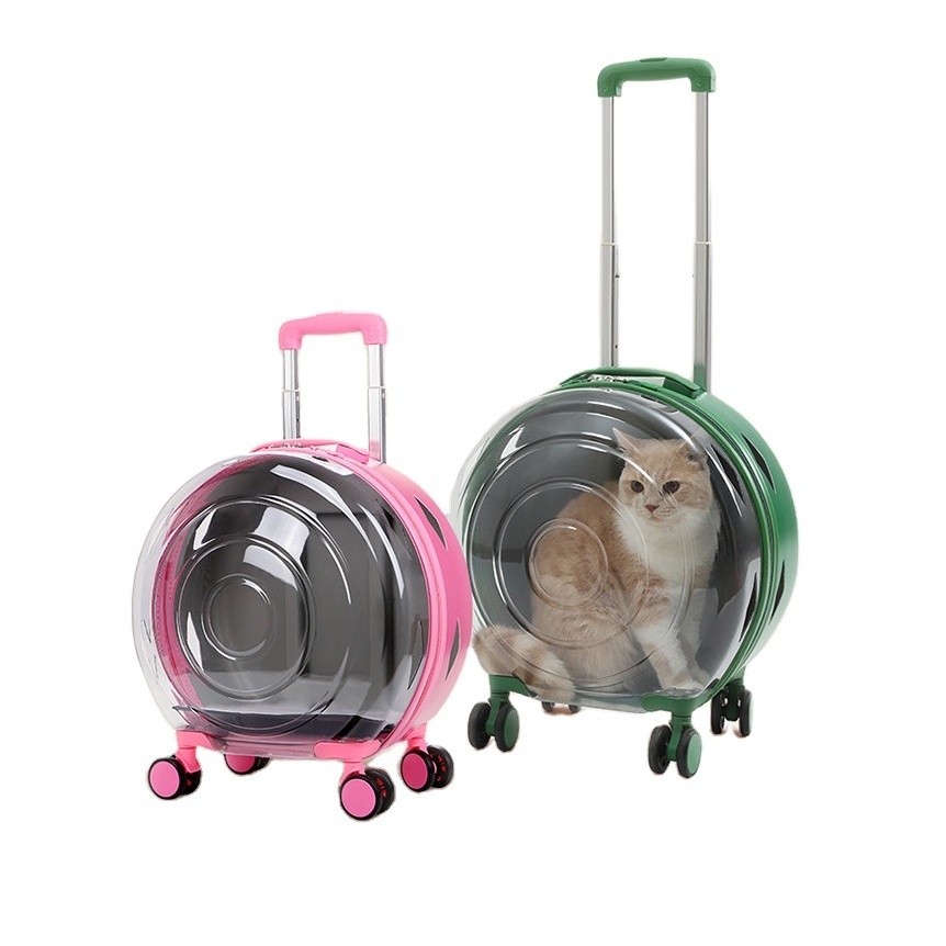 Pet Carriers Portable Wheel Stroller Trolley Pet Backpack Carrier Whole Transparent Cat Bag For Travel Pet Cages Carriers